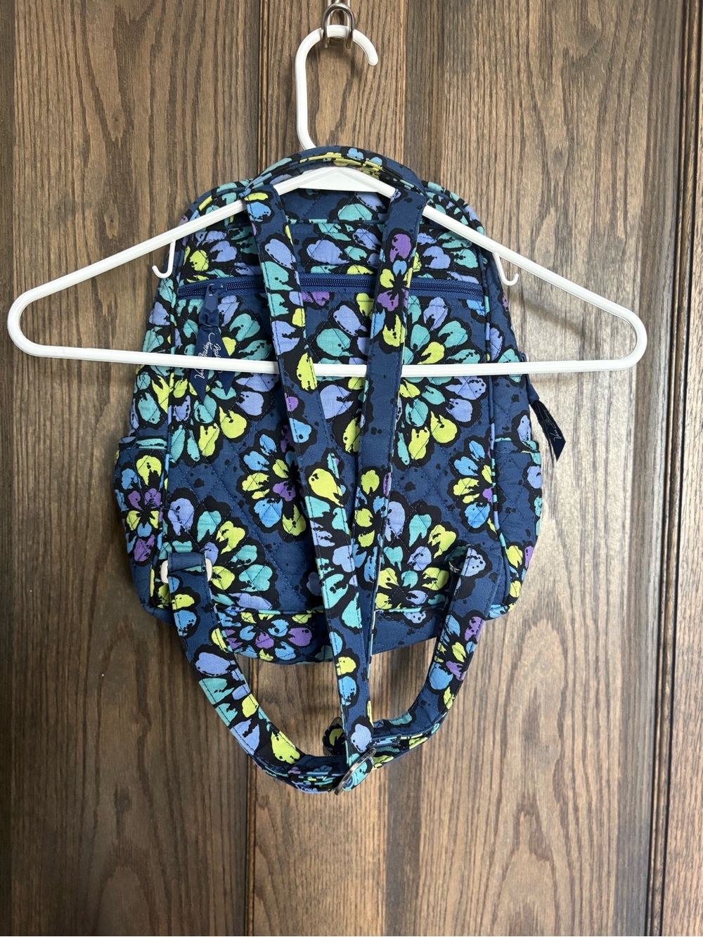 Vera Bradley Navy Quilted Floral Mini Backpack in Indigo Pop - Picture 3 of 8